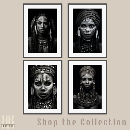 Tribal Woman Black and White Photography Print - 4