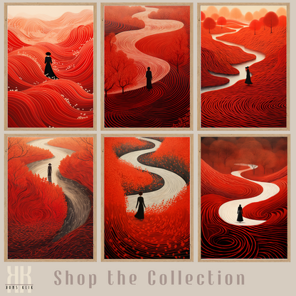 Surreal Red Landscape Art