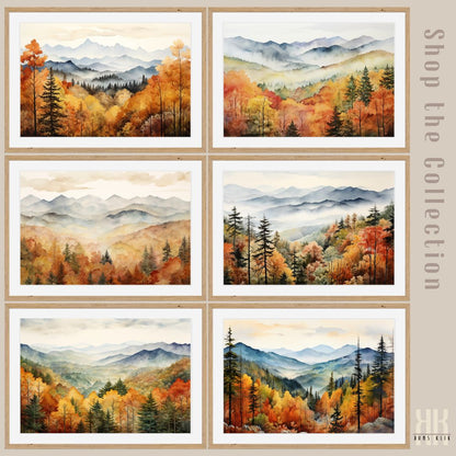 Fall Trees and River Landscape Wall Art