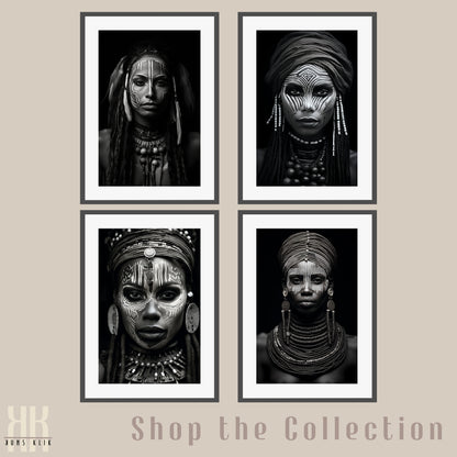 Tribal Woman Black and White Photography Print - 7