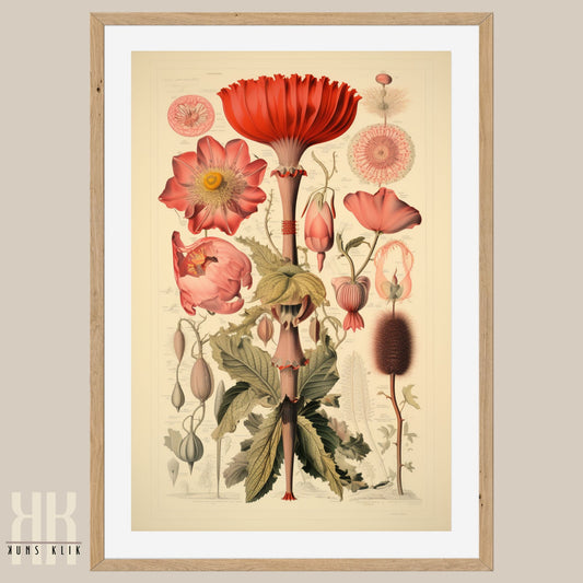 Vintage-Style Flora and Fungi Poster Print