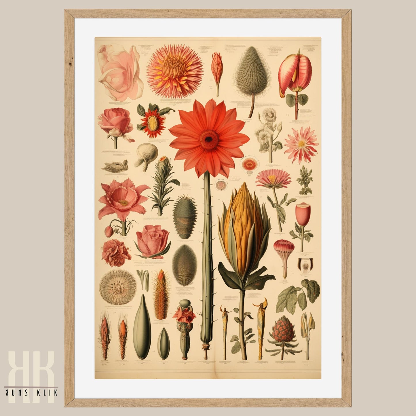 Vintage Floral Botanical Illustration Wall Art