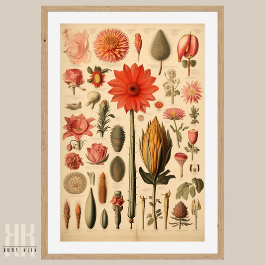 Vintage Floral Botanical Illustration Wall Art