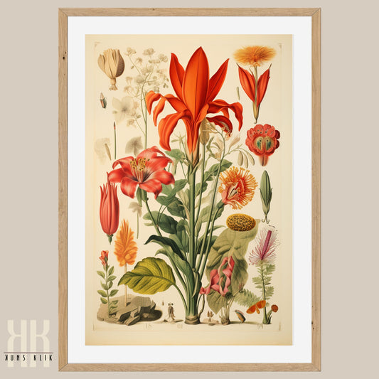 Vintage Floral Dissection Wall Art Poster