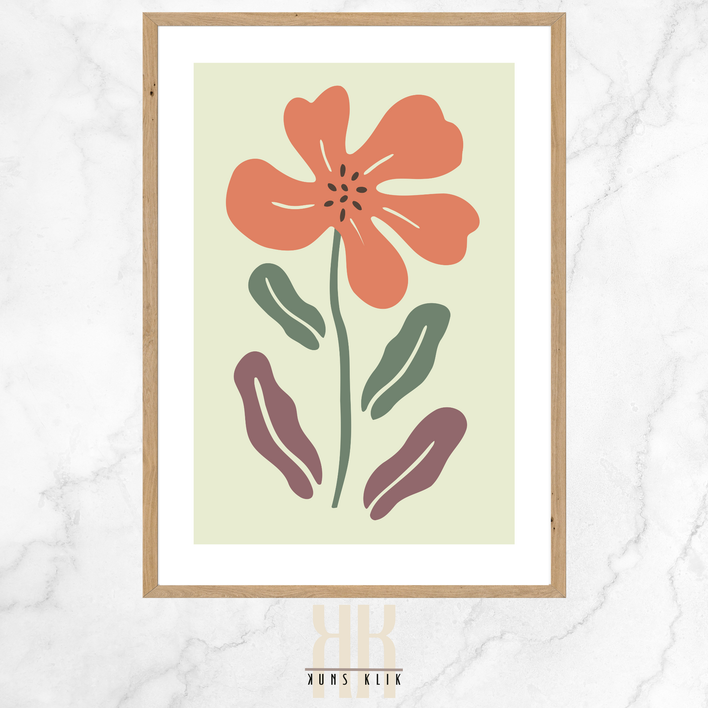 Flat Graphic, Botanical Print in bright colours, minimalist print