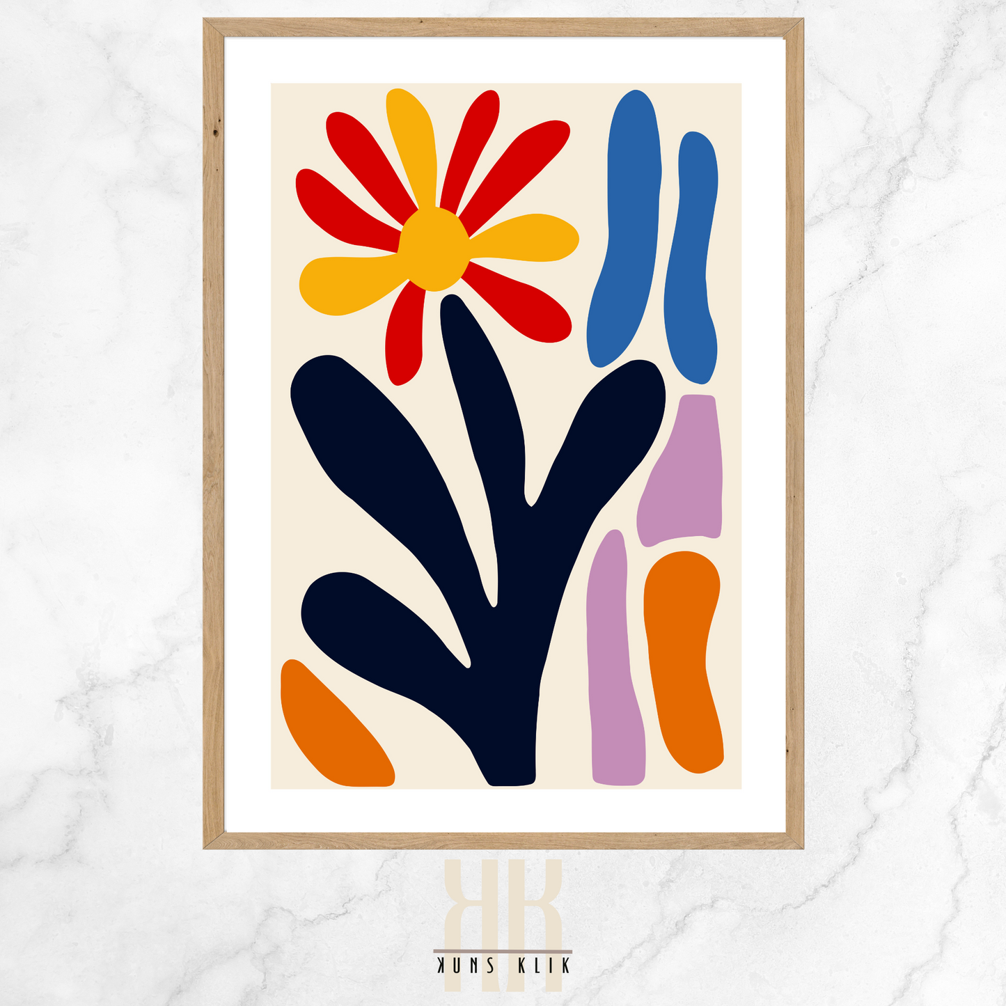 Flat Graphic, Botanical Print in bright colours, minimalist print