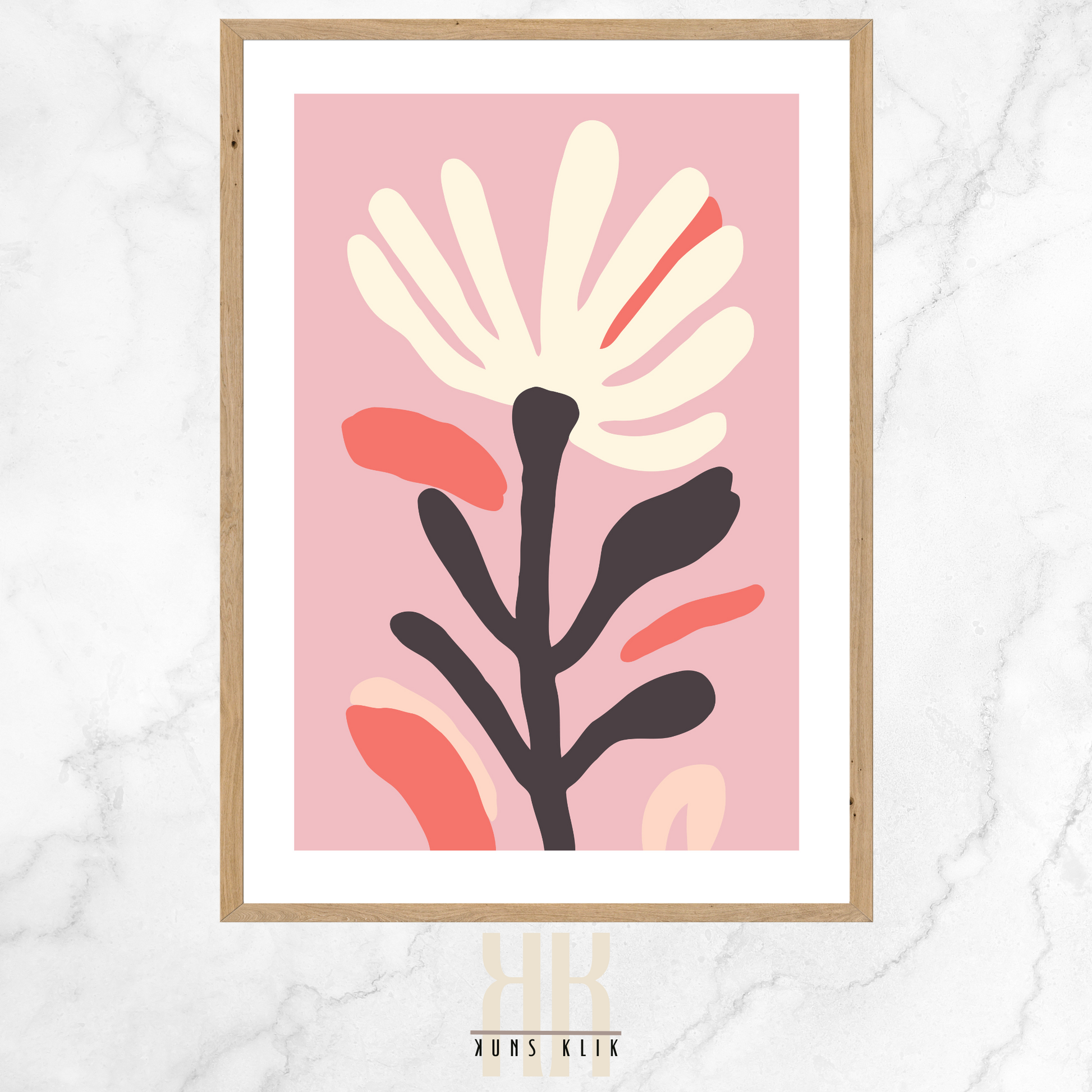 Flat Graphic, Botanical Print in bright colours, minimalist print