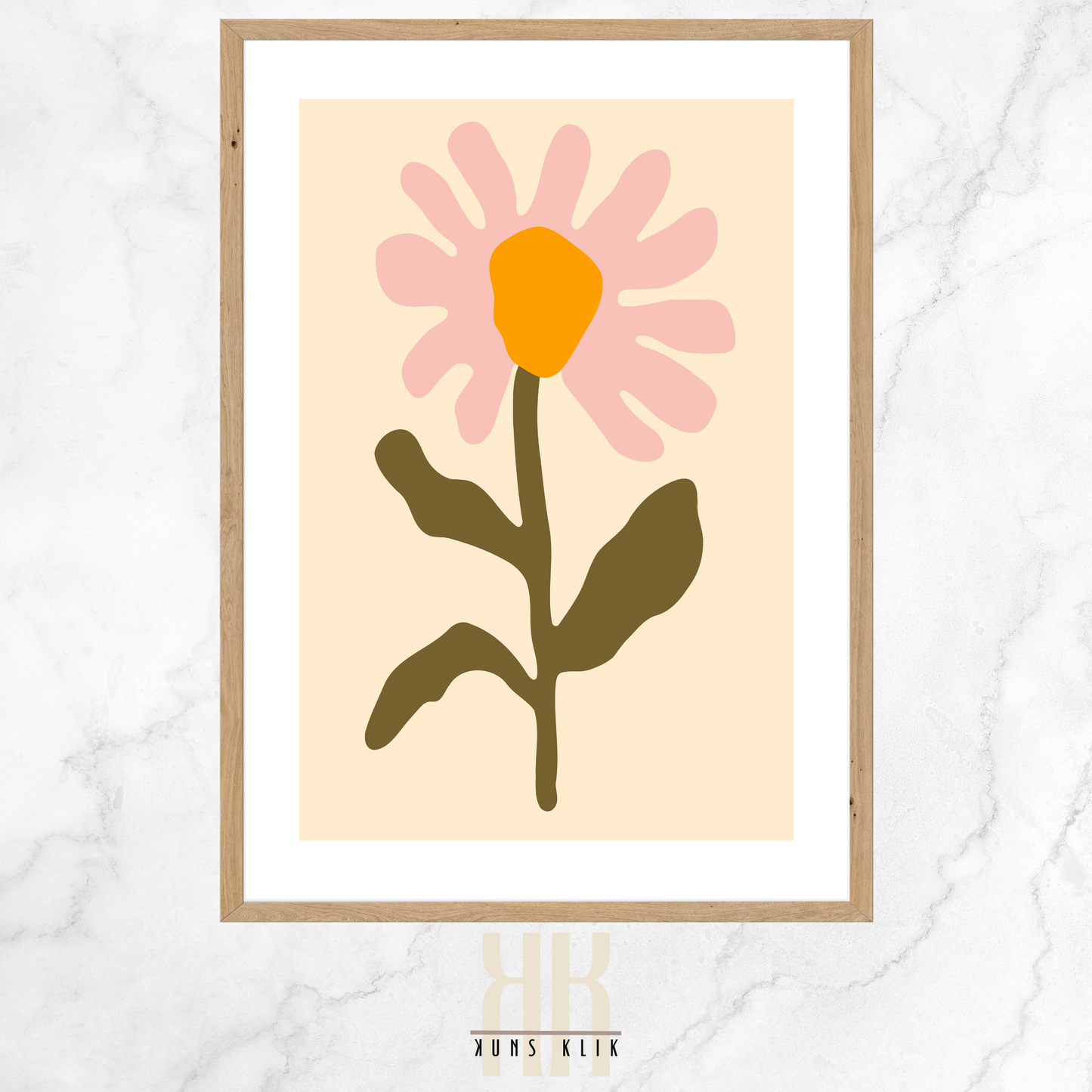 Flat Graphic, Botanical Print in bright colours, minimalist print