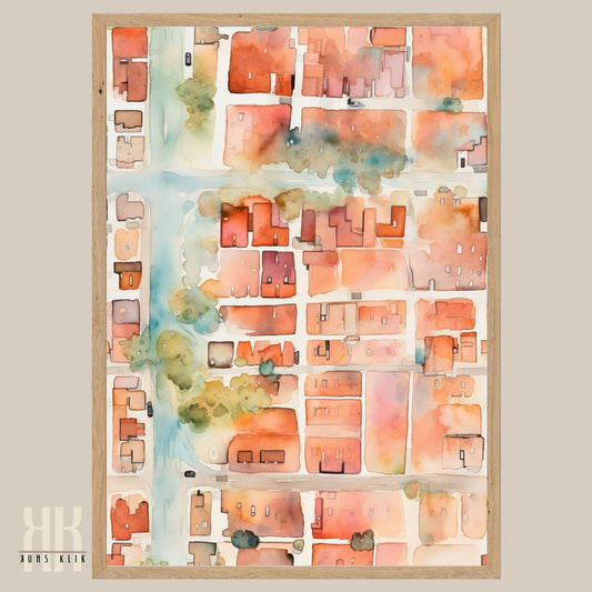 Abstract Cityscape Urban Map Art Print - 1