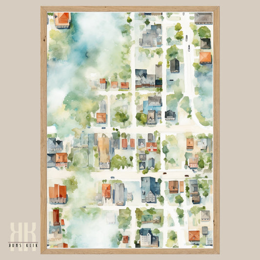Abstract Cityscape Urban Map Art Print - 10