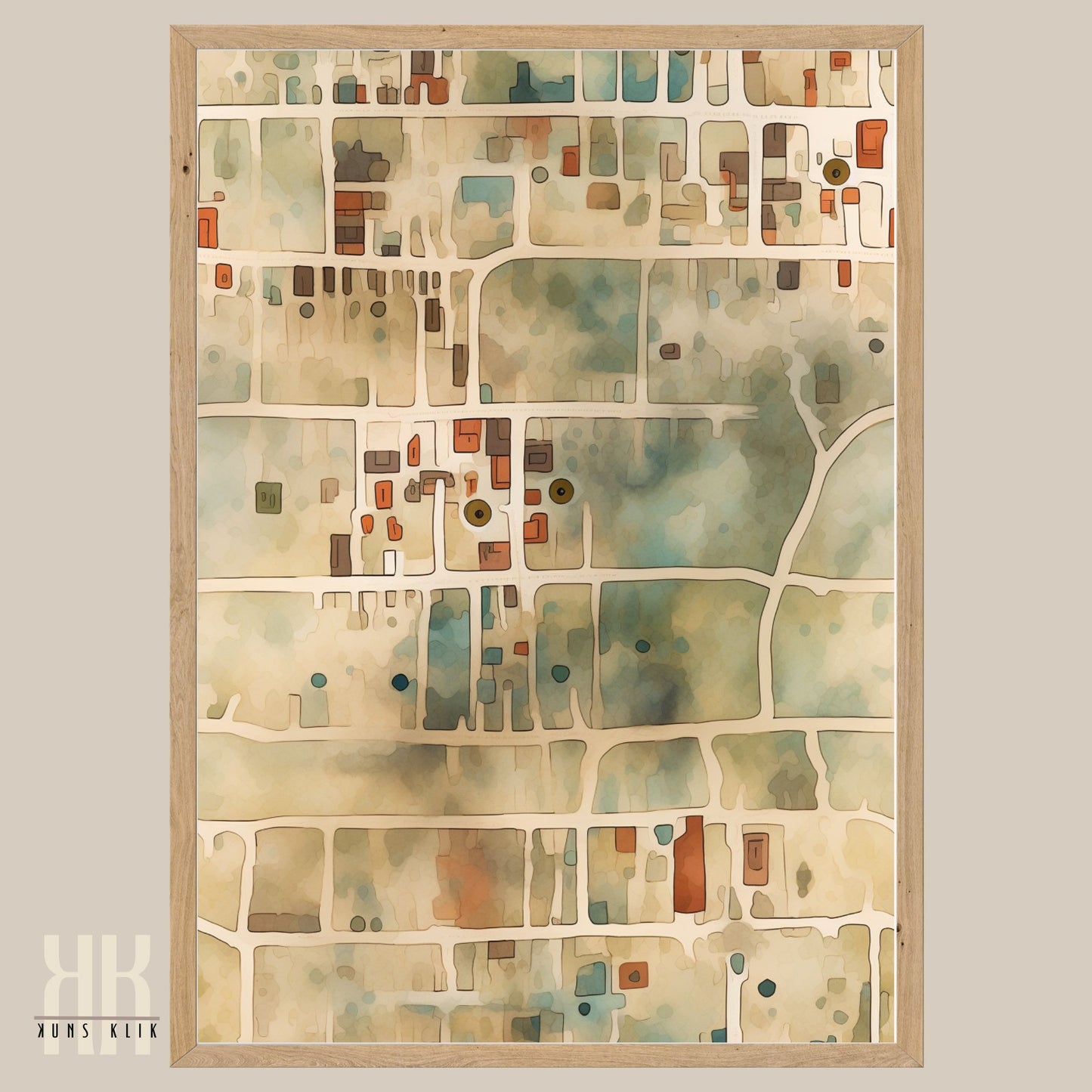 Abstract Cityscape Urban Map Art Print - 2