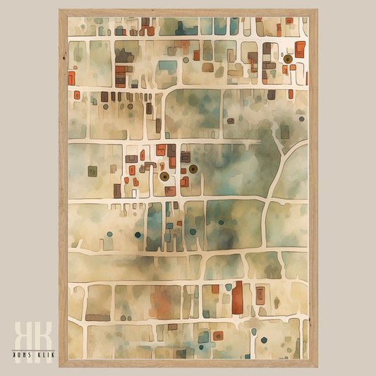Abstract Cityscape Urban Map Art Print - 2