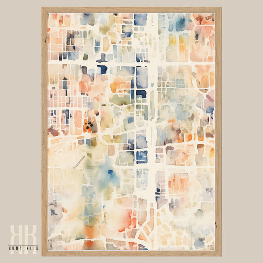 Abstract Cityscape Urban Map Art Print - 3