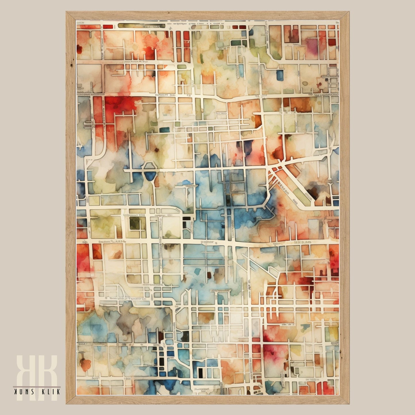 Abstract Cityscape Urban Map Art Print - 4