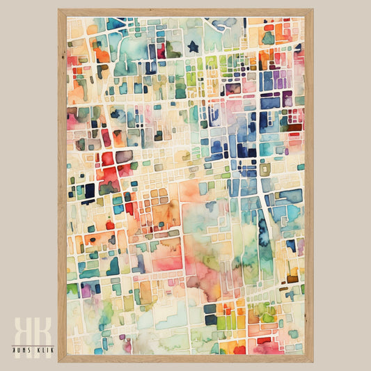 Abstract Cityscape Urban Map Art Print - 6