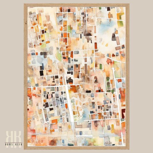Abstract Cityscape Urban Map Art Print - 7