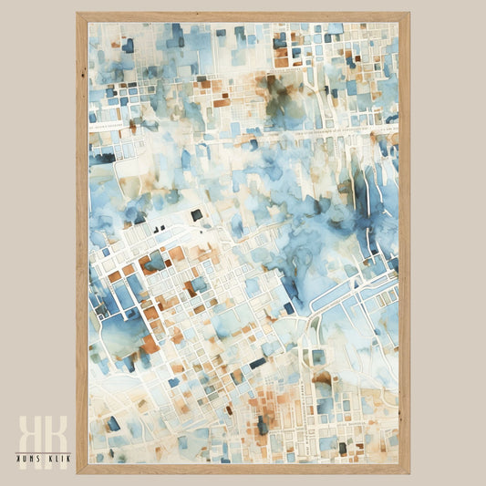 Abstract Cityscape Urban Map Art Print - 9