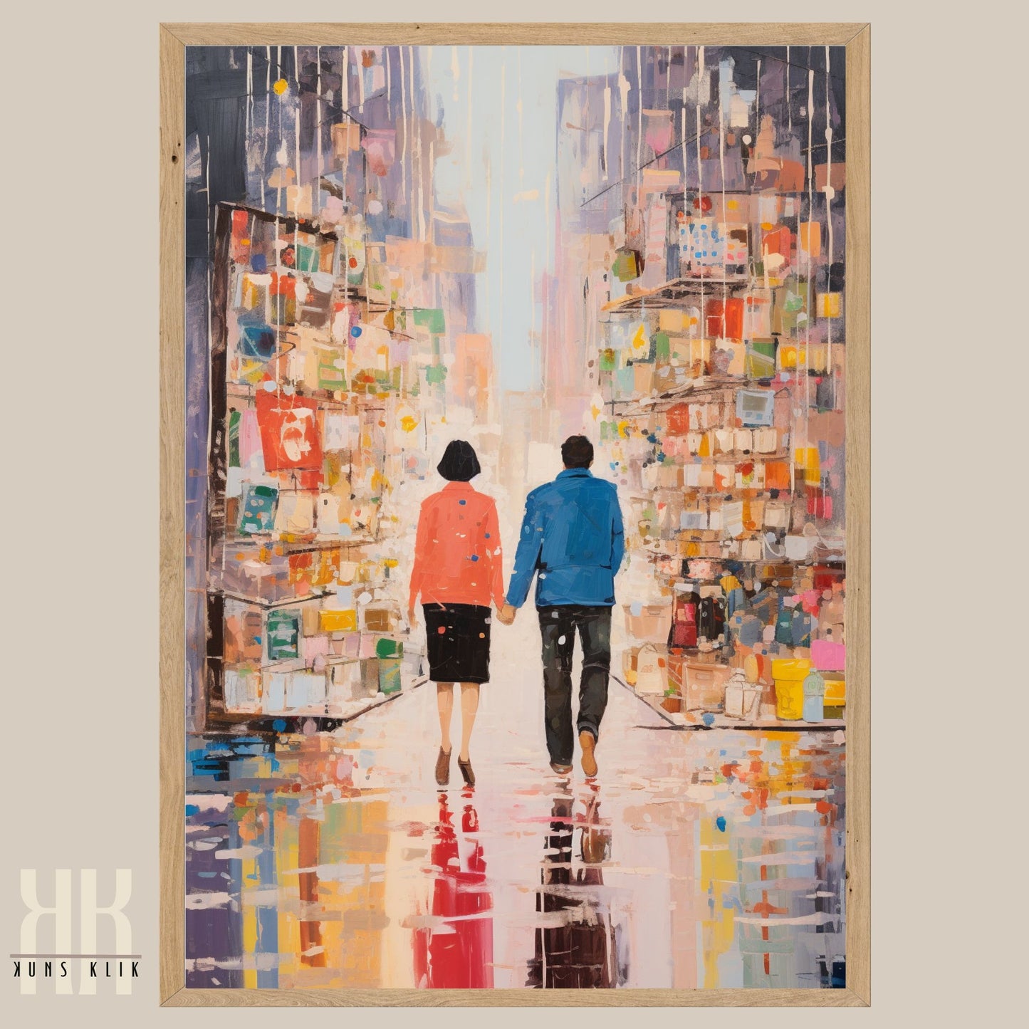 Romantic Couple Urban Cityscape Wall Art - 1