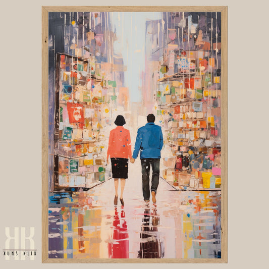 Romantic Couple Urban Cityscape Wall Art - 1