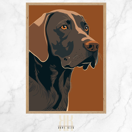 The featured piece of the collection showcases a dog with gentle, engaging eyes, rendered in a streamlined design that speaks volumes through its simplicity. The careful selection of a muted color palette against a dark background enhances the thoughtful gaze of the depicted canine, inviting viewers into a moment of quiet contemplation and connection.