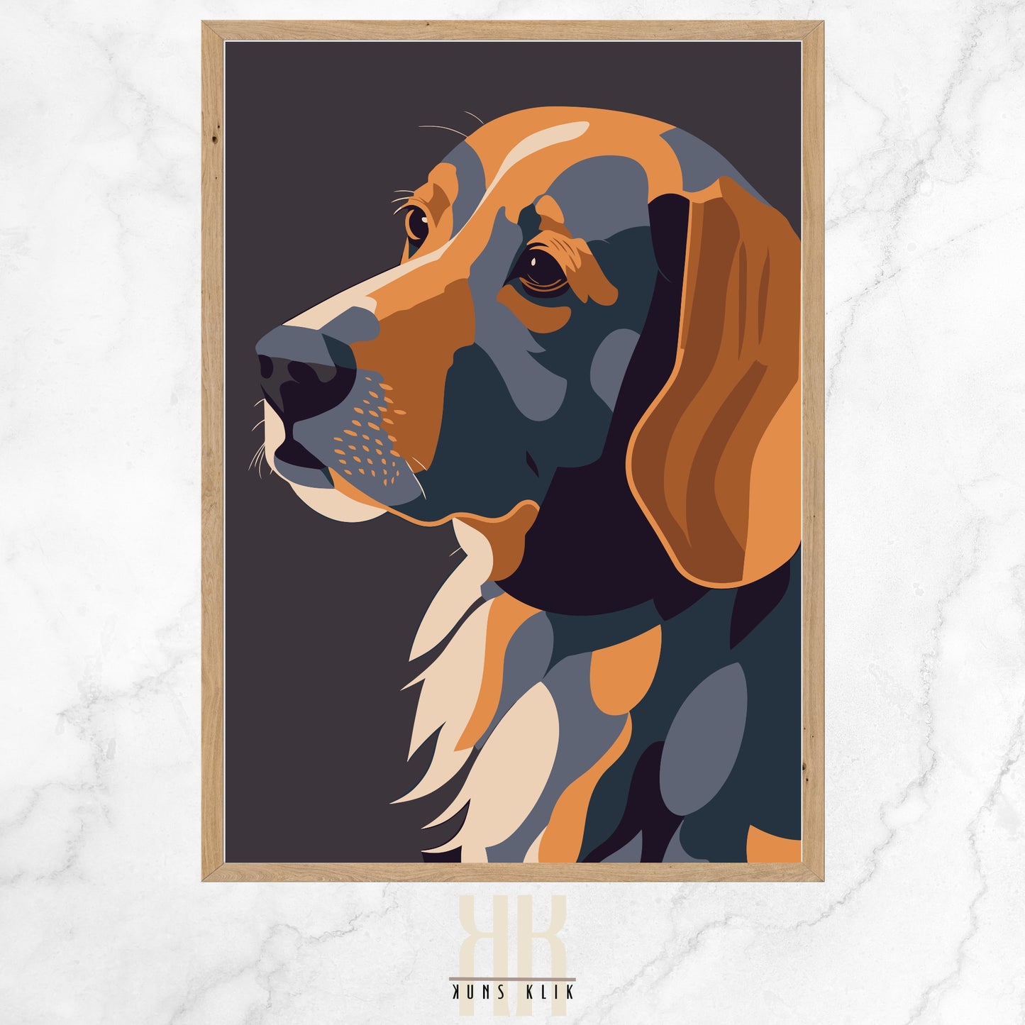 The featured piece of the collection showcases a dog with gentle, engaging eyes, rendered in a streamlined design that speaks volumes through its simplicity. The careful selection of a muted color palette against a dark background enhances the thoughtful gaze of the depicted canine, inviting viewers into a moment of quiet contemplation and connection.