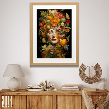 Detailed Botanical Woman Portrait Canvas Print