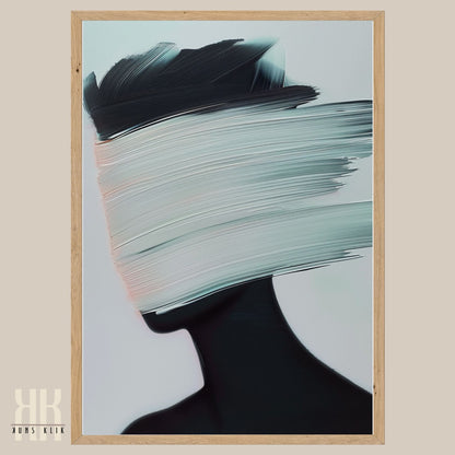 Abstract Art Print of Woman in Modern Monochrome Style