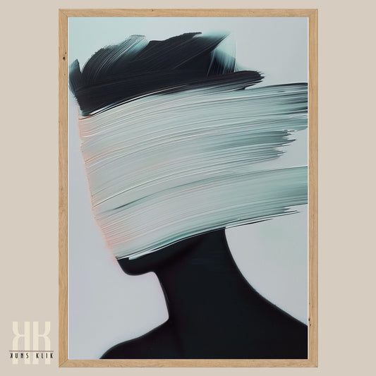 Abstract Art Print of Woman in Modern Monochrome Style