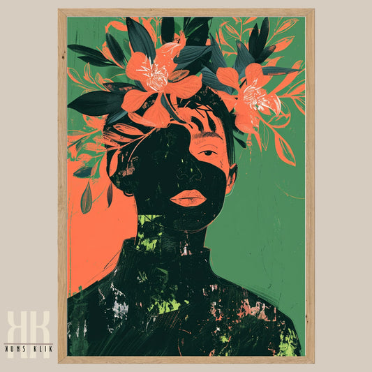 Bold Green and Pink Fashion Illustration Wall Art