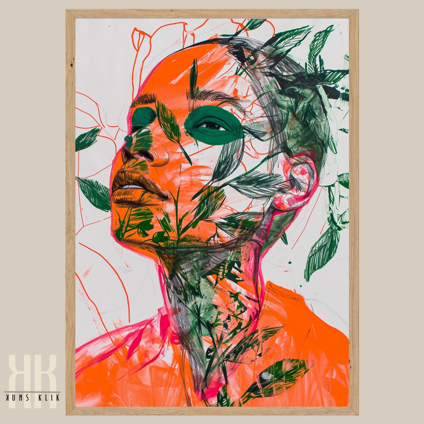 High Fashion Floral Art Print with Neon Colours