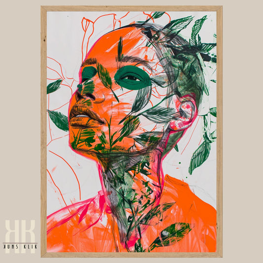 High Fashion Floral Art Print with Neon Colours