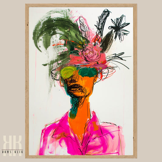 Modern Fashion Art with Floral Headpiece in Bold Colour