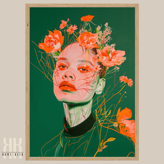 Vivid Floral Fashion Portrait Print in Bold Colours