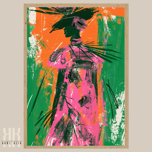 High Fashion Floral Art Print with Neon Colours