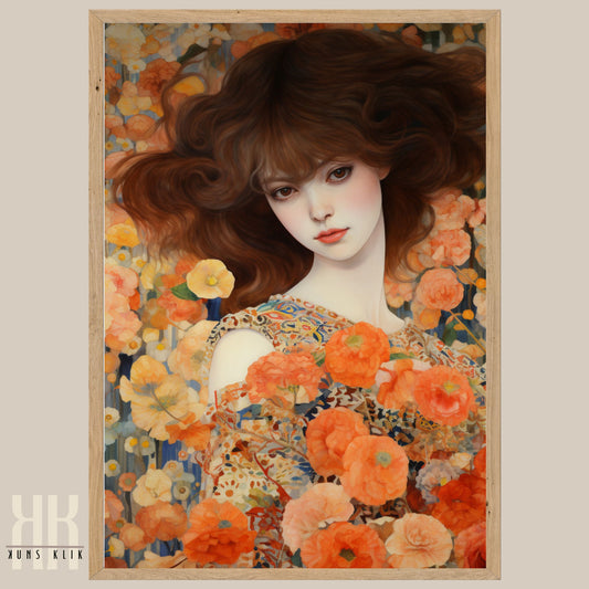 Romantic Floral Woman Portrait Print