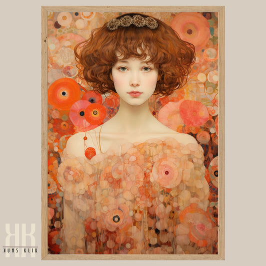 Colourful Flower Field and Female Portrait Art Poster
