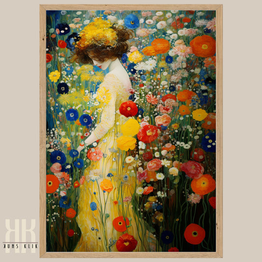 Vintage Woman in Garden Wall Art Print
