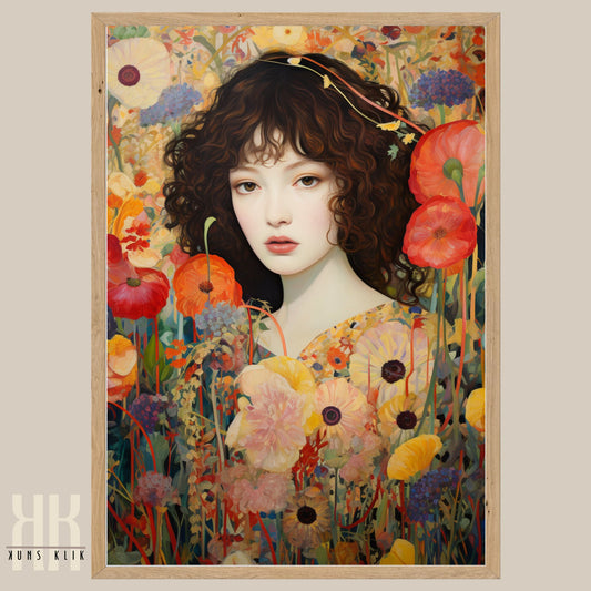 Dreamy Floral Woman Portrait Wall Art