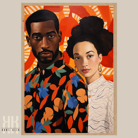 Culturally Inspired Bold Patterned Couple Portrait - 12