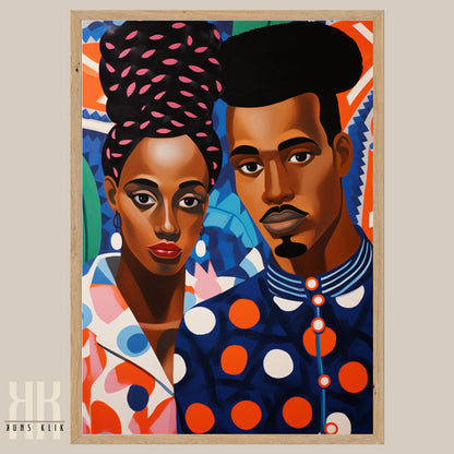 Culturally Inspired Bold Patterned Couple Portrait - 4