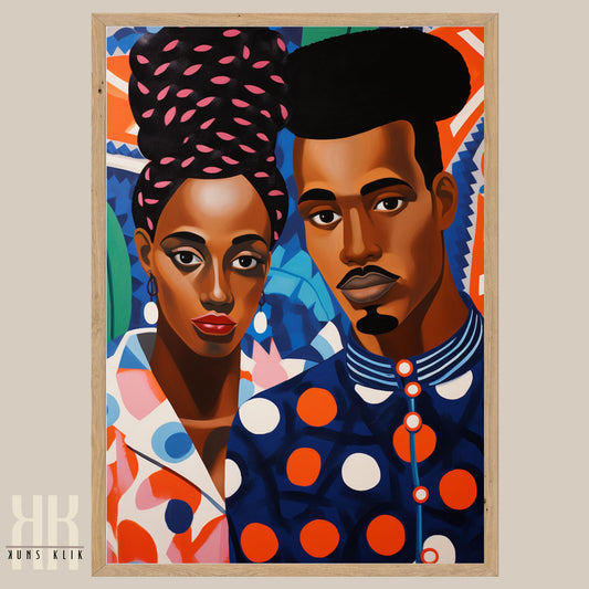 Culturally Inspired Bold Patterned Couple Portrait - 4