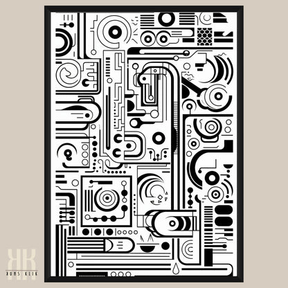 Modern Abstract Circuitry Pattern Art - 1