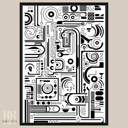 Modern Abstract Circuitry Pattern Art - 1