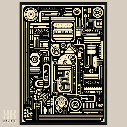 Modern Abstract Circuitry Pattern Art - 5