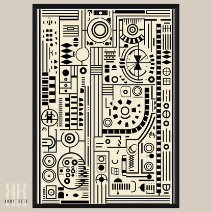 Modern Abstract Circuitry Pattern Art - 9
